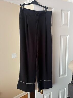Massimo Dutti Black Trousers with White Trim